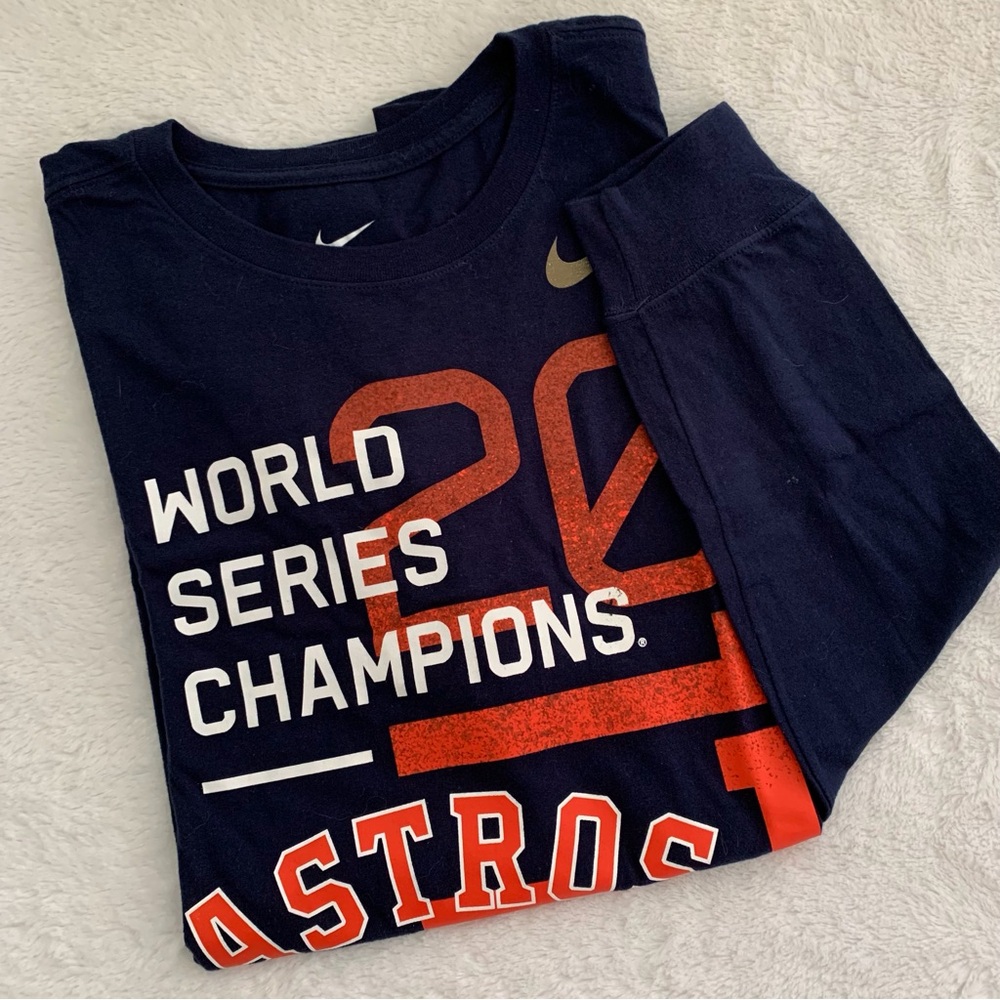 Houston Astros World Series 2017 Navy sleeve t shirt.